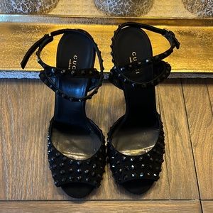 Gucci Crystal Stud Wrap Around Platform Sandal sz 40